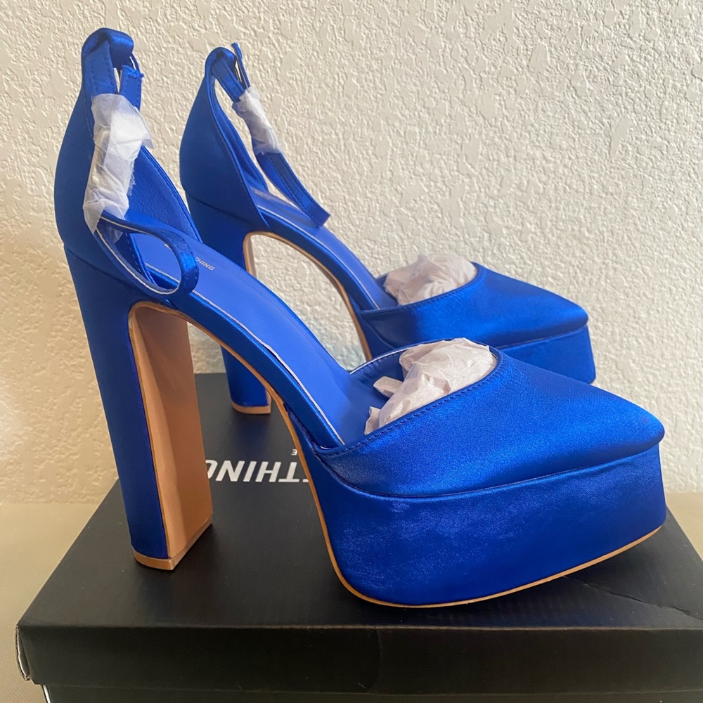 Pretty Little Thing Blue Platform Heels
